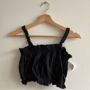 NWT Peperosa | Black Ruffled Crop Top | Made in Italy